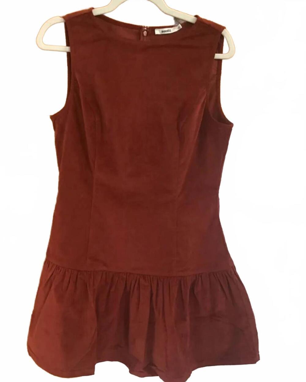 NEW NEEDII women's corduroy mini dress in maroon